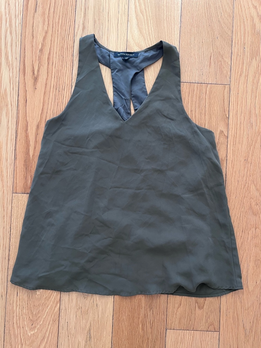 Banana Republic Olive Green V-Neck Racerback Tank